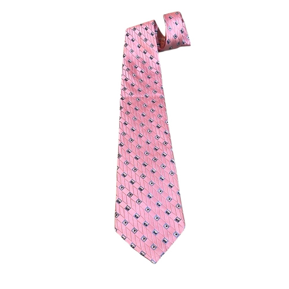 VINTAGE STAFFORD SILK TIE PINK BLUE WHITE MADE IN THE USA